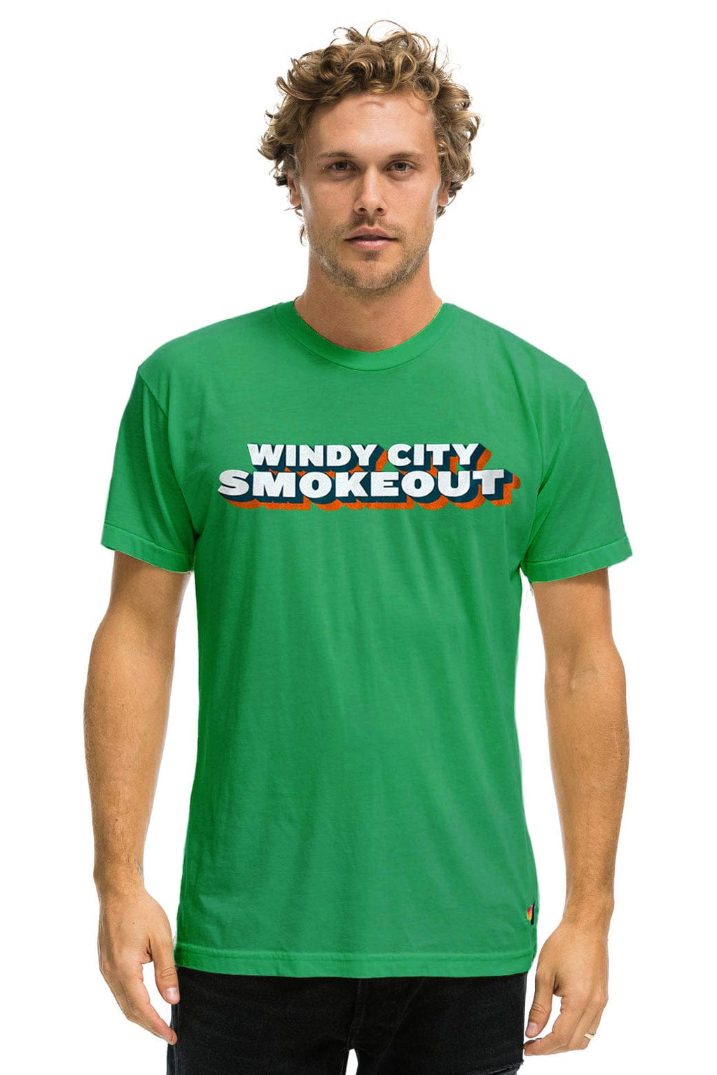 Retro WINDY CITY SMOKEOUT 2025 CREW TEE SHIRT - KELLY GREEN