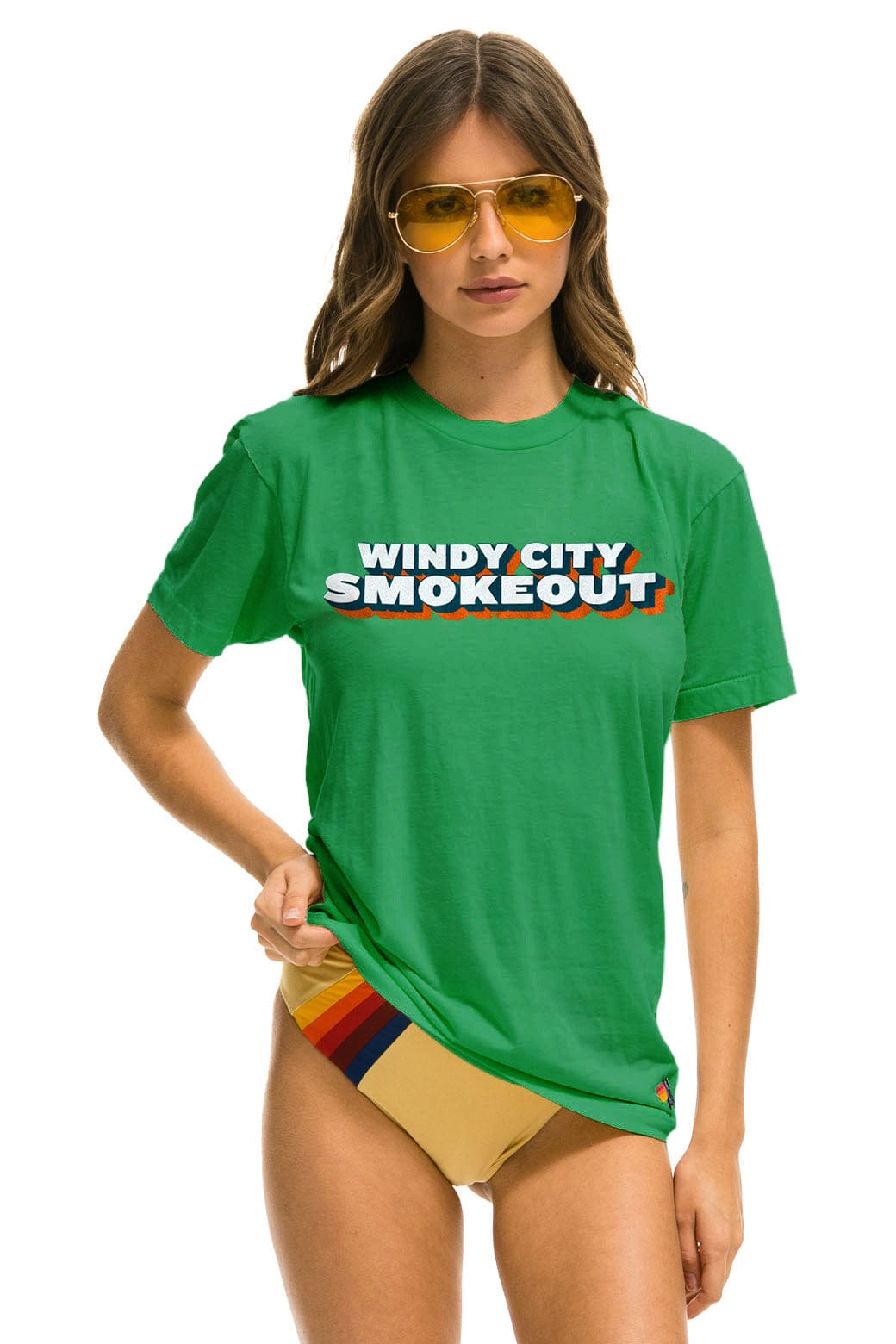 Retro WINDY CITY SMOKEOUT 2025 CREW TEE SHIRT - KELLY GREEN