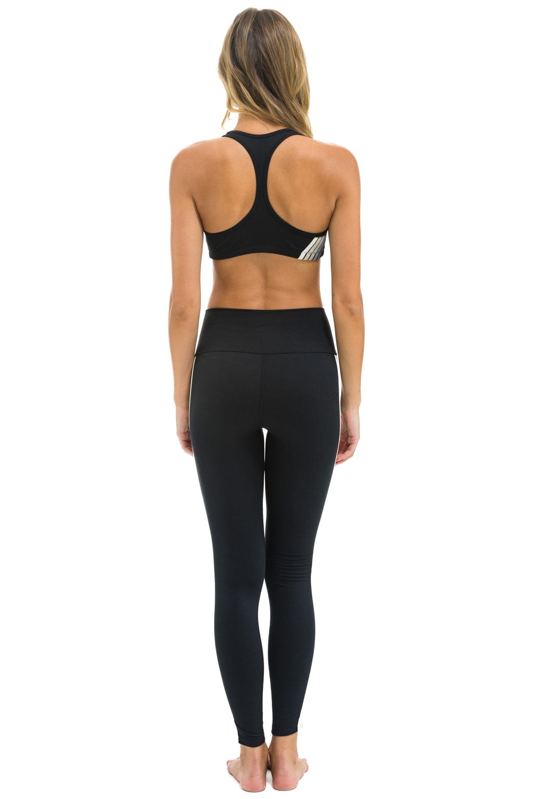 Retro FULL LENGTH HI-RISE 5 STRIPE LEGGINGS - BLACK SMOKE