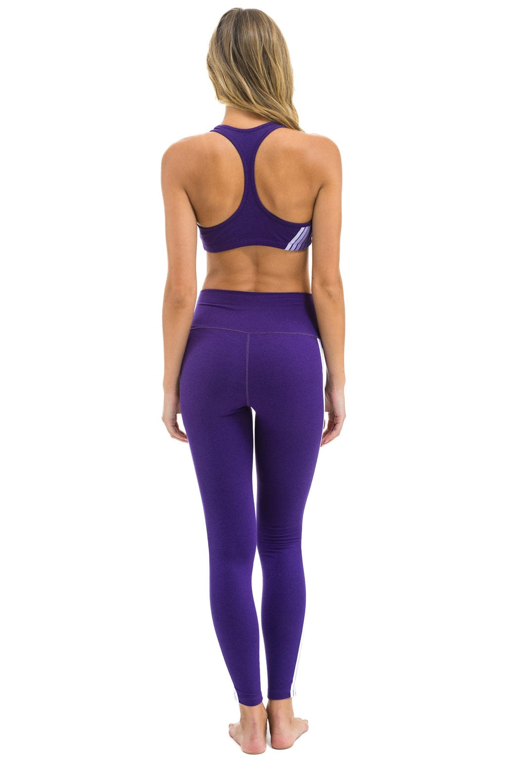 Retro FULL LENGTH HI-RISE 5 STRIPE LEGGINGS - GRAPE