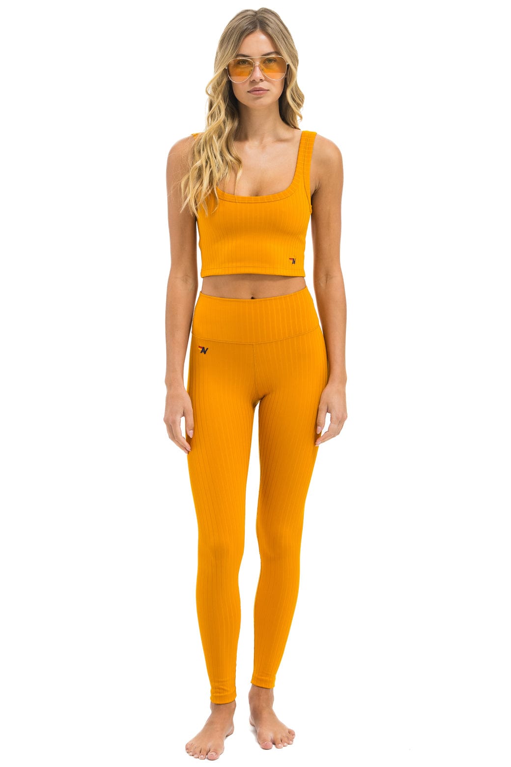 Retro WIDE RIB FULL LENGTH HI-RISE LEGGINGS - GOLD