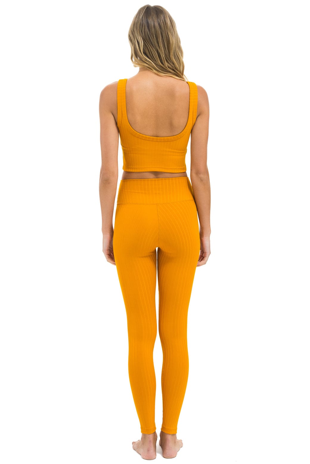 Retro WIDE RIB FULL LENGTH HI-RISE LEGGINGS - GOLD