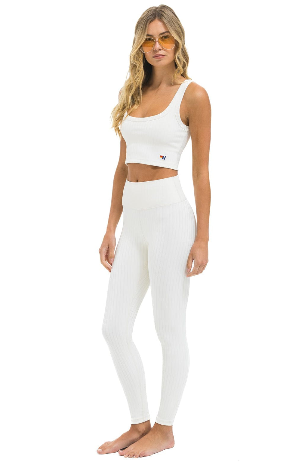 Retro WIDE RIB FULL LENGTH HI-RISE LEGGINGS - VINTAGE WHITE