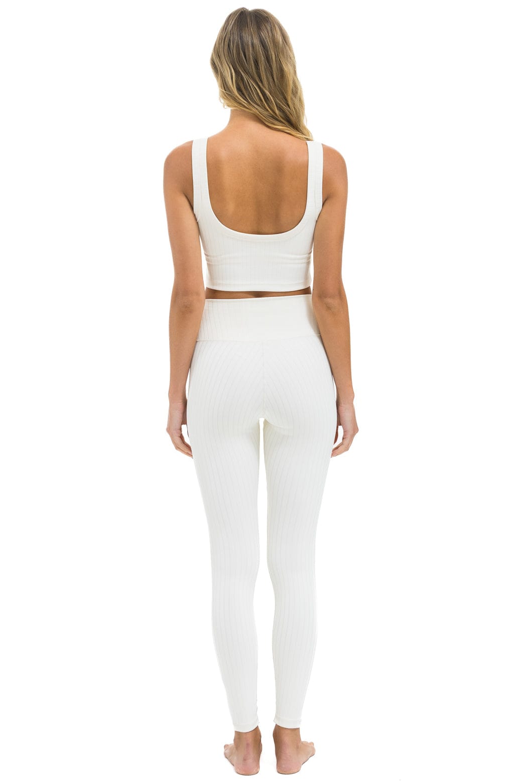 Retro WIDE RIB FULL LENGTH HI-RISE LEGGINGS - VINTAGE WHITE