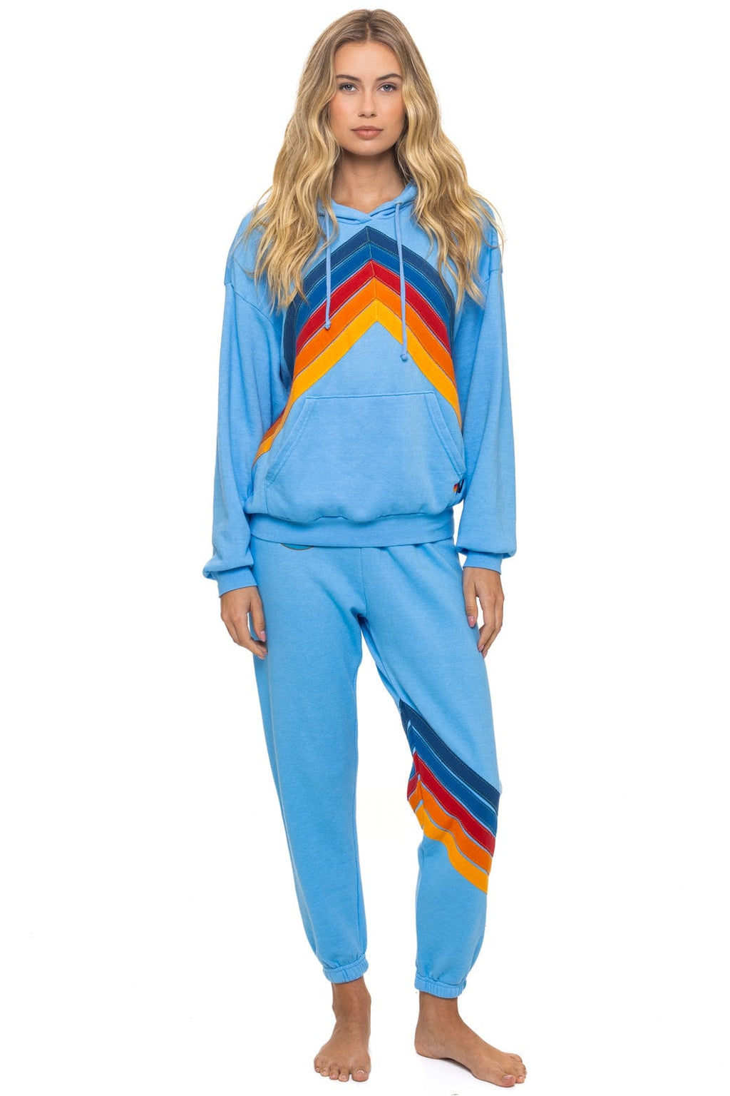 Retro MOUNTAIN STITCH CHEVRON PULLOVER HOODIE RELAXED - SKY