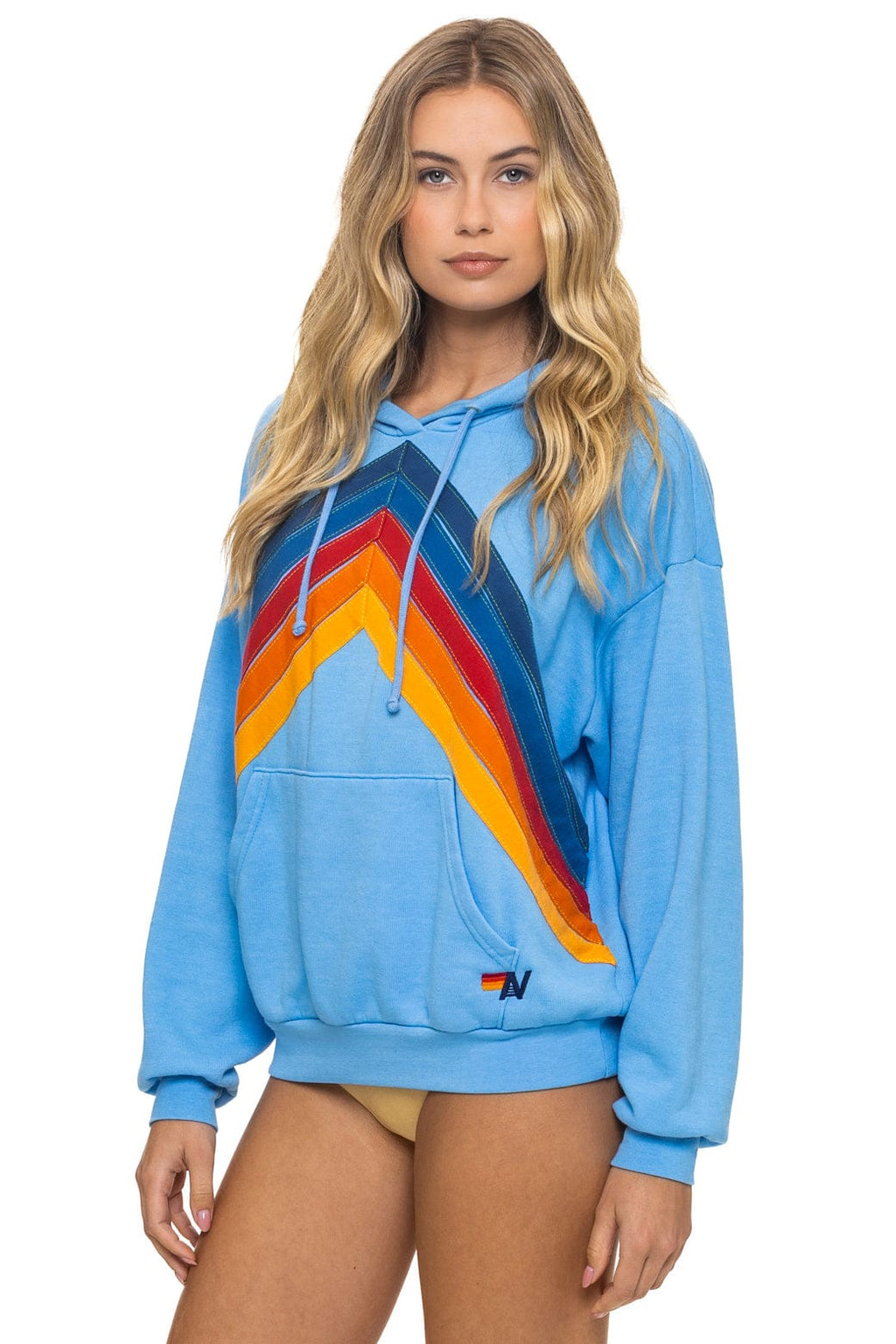 Retro MOUNTAIN STITCH CHEVRON PULLOVER HOODIE RELAXED - SKY