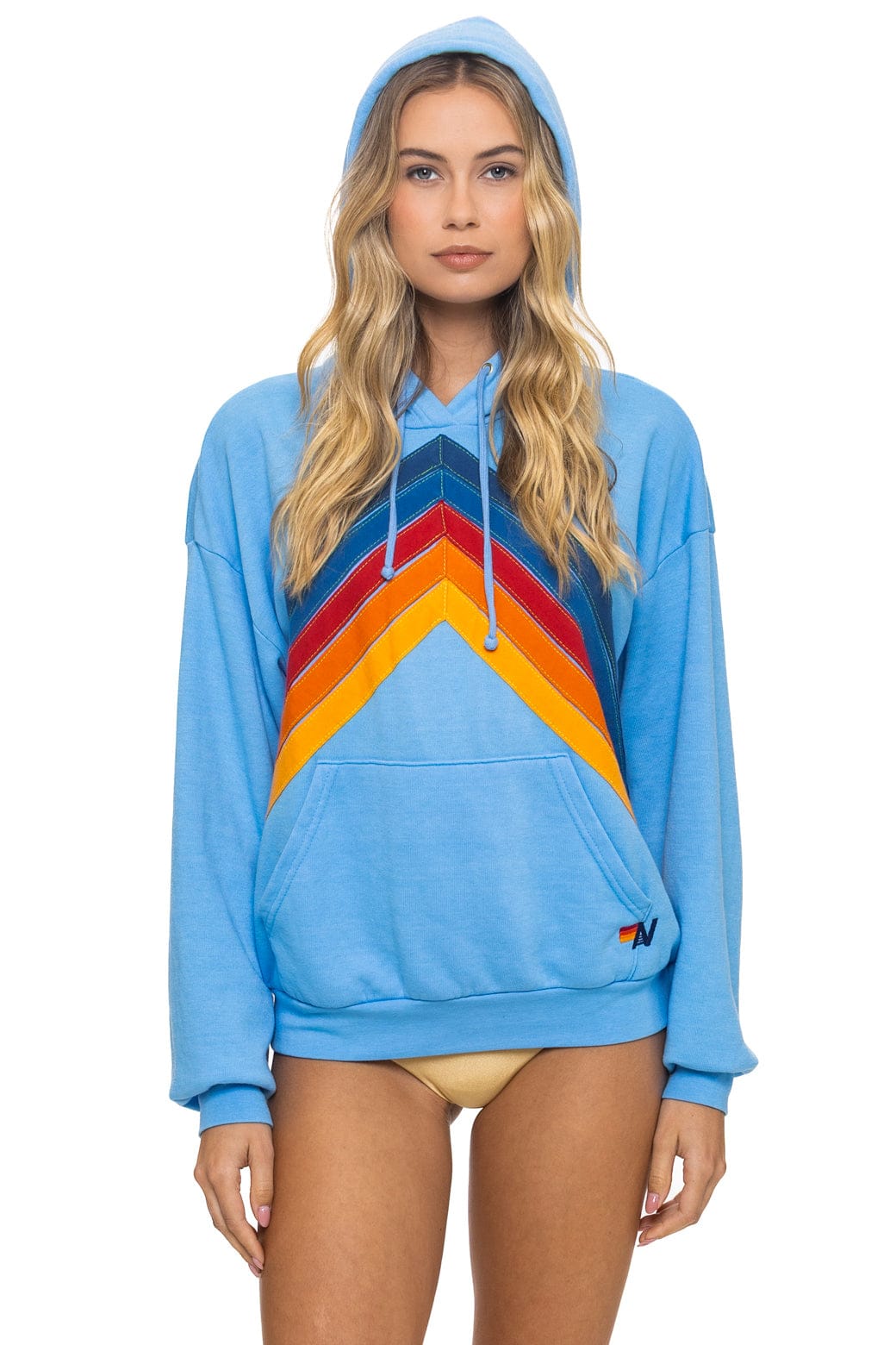 Retro MOUNTAIN STITCH CHEVRON PULLOVER HOODIE RELAXED - SKY