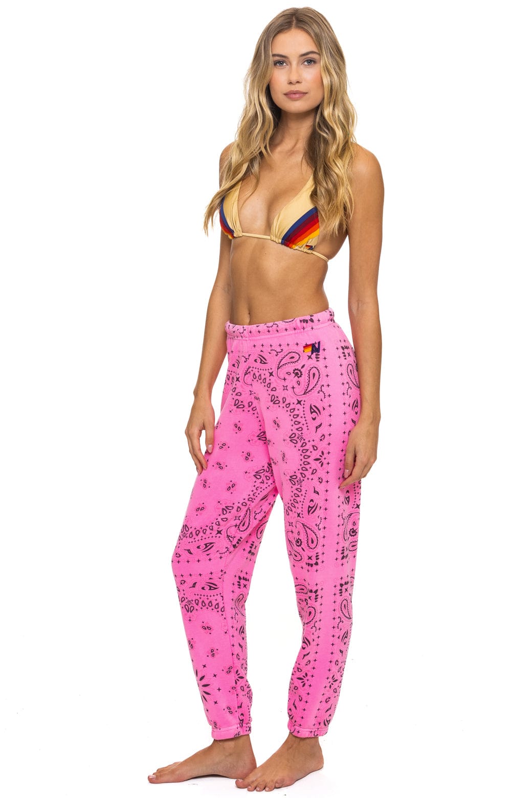 Retro BANDANA SWEATPANTS - NEON PINK