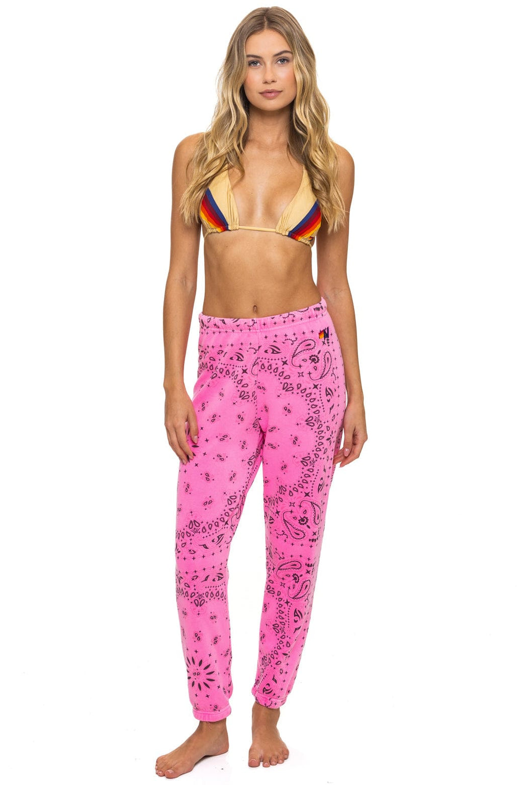 Retro BANDANA SWEATPANTS - NEON PINK