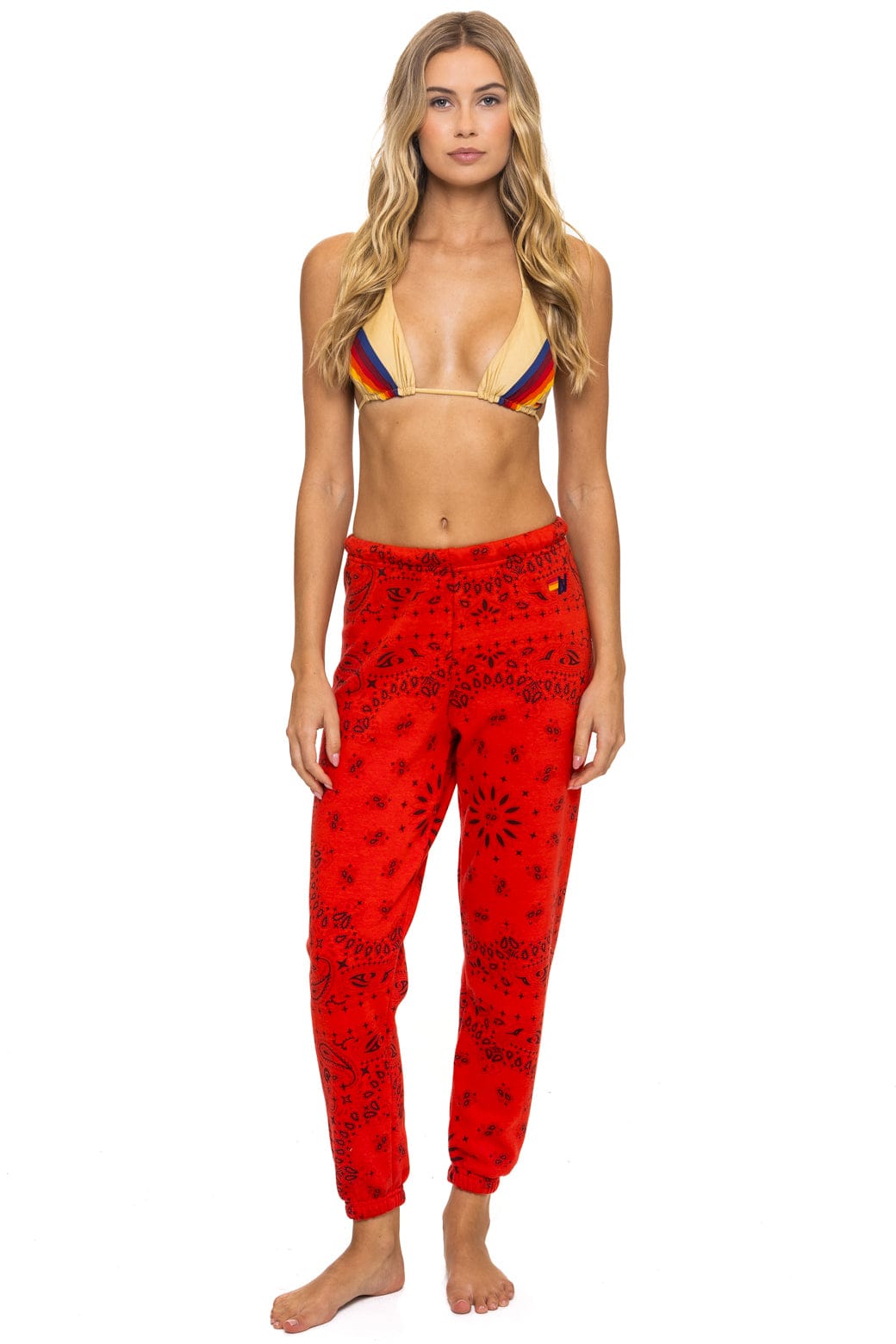 Retro BANDANA SWEATPANTS - RED