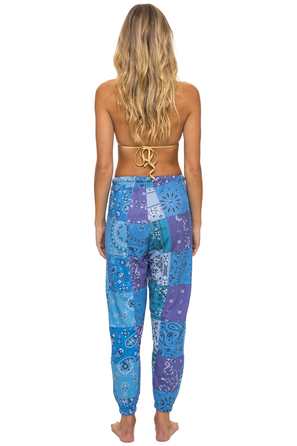 Retro BANDANA QUILTED SWEATPANTS - BLUE