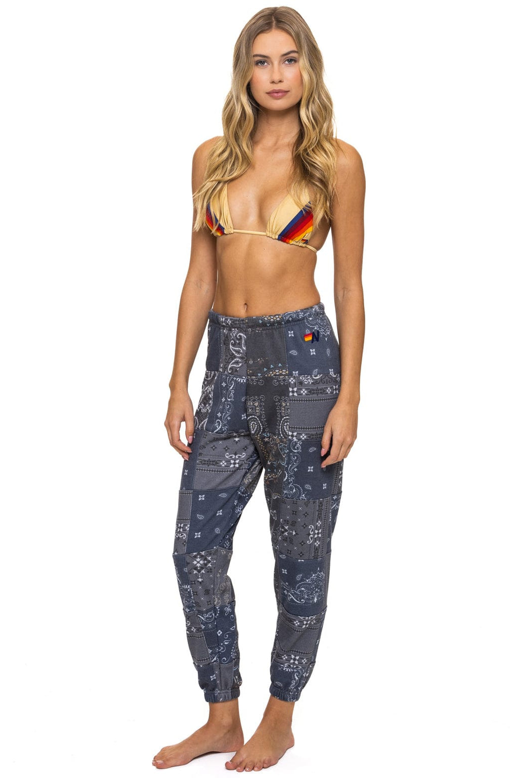 Retro BANDANA QUILTED SWEATPANTS - CHARCOAL