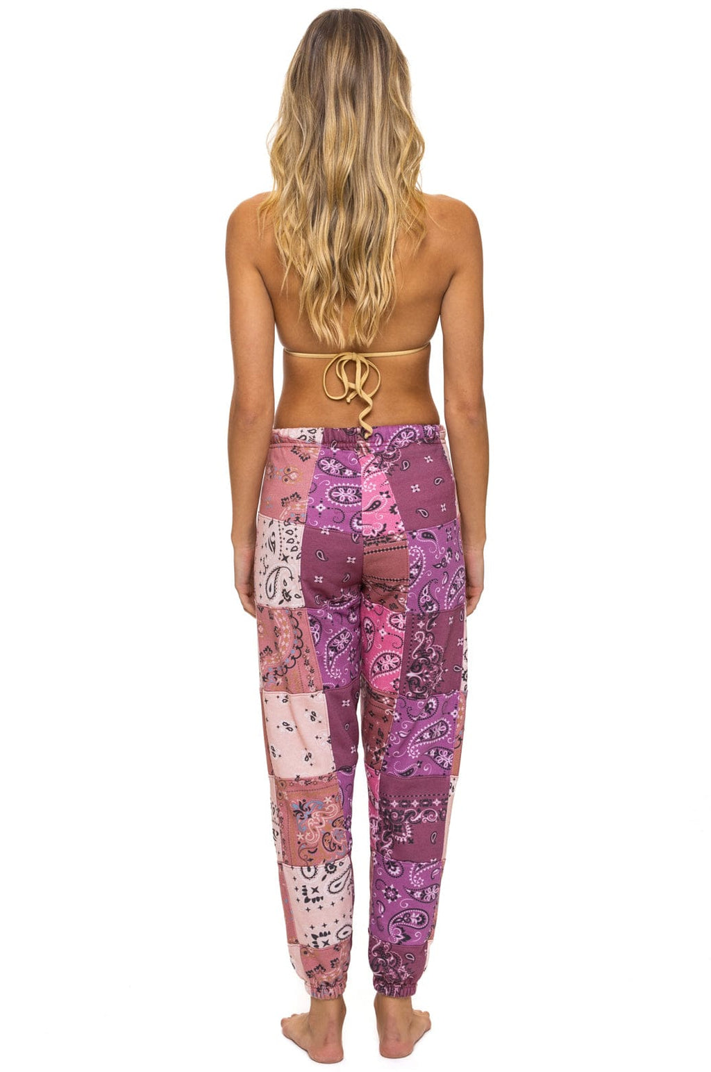 Retro BANDANA QUILTED SWEATPANTS - PINK