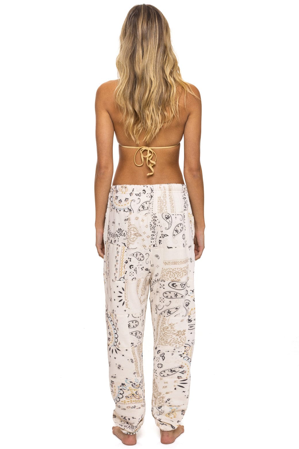 Retro BANDANA QUILTED SWEATPANTS - VINTAGE WHITE