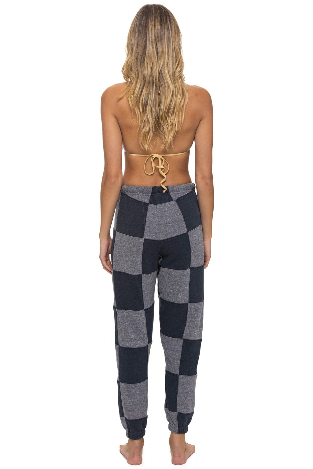 Retro CHECK QUILTED SWEATPANTS - HEATHER CHARCOAL