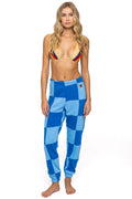 Retro CHECK QUILTED SWEATPANTS - SKY ADVENTURE BLUE