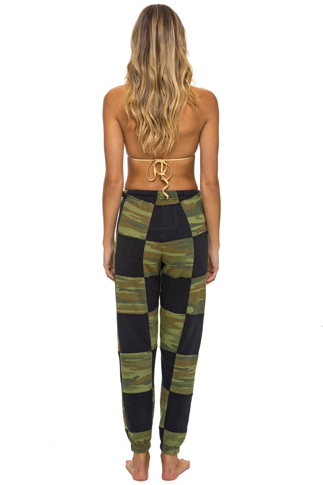 Retro CHECK QUILTED SWEATPANTS - SMOKE CAMO