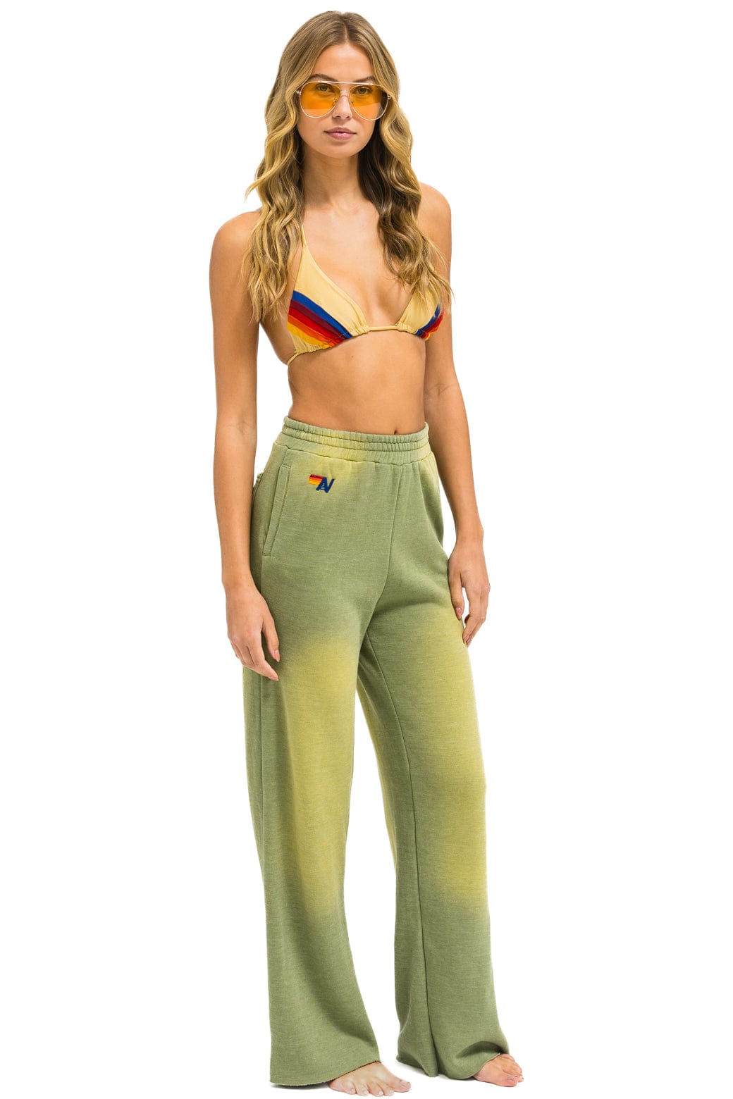 Retro AN 3D WIDE LEG POCKET SWEATPANTS - FADED ARMY