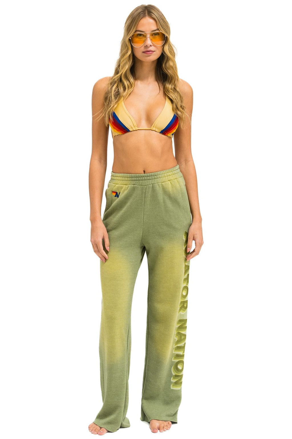 Retro AN 3D WIDE LEG POCKET SWEATPANTS - FADED ARMY