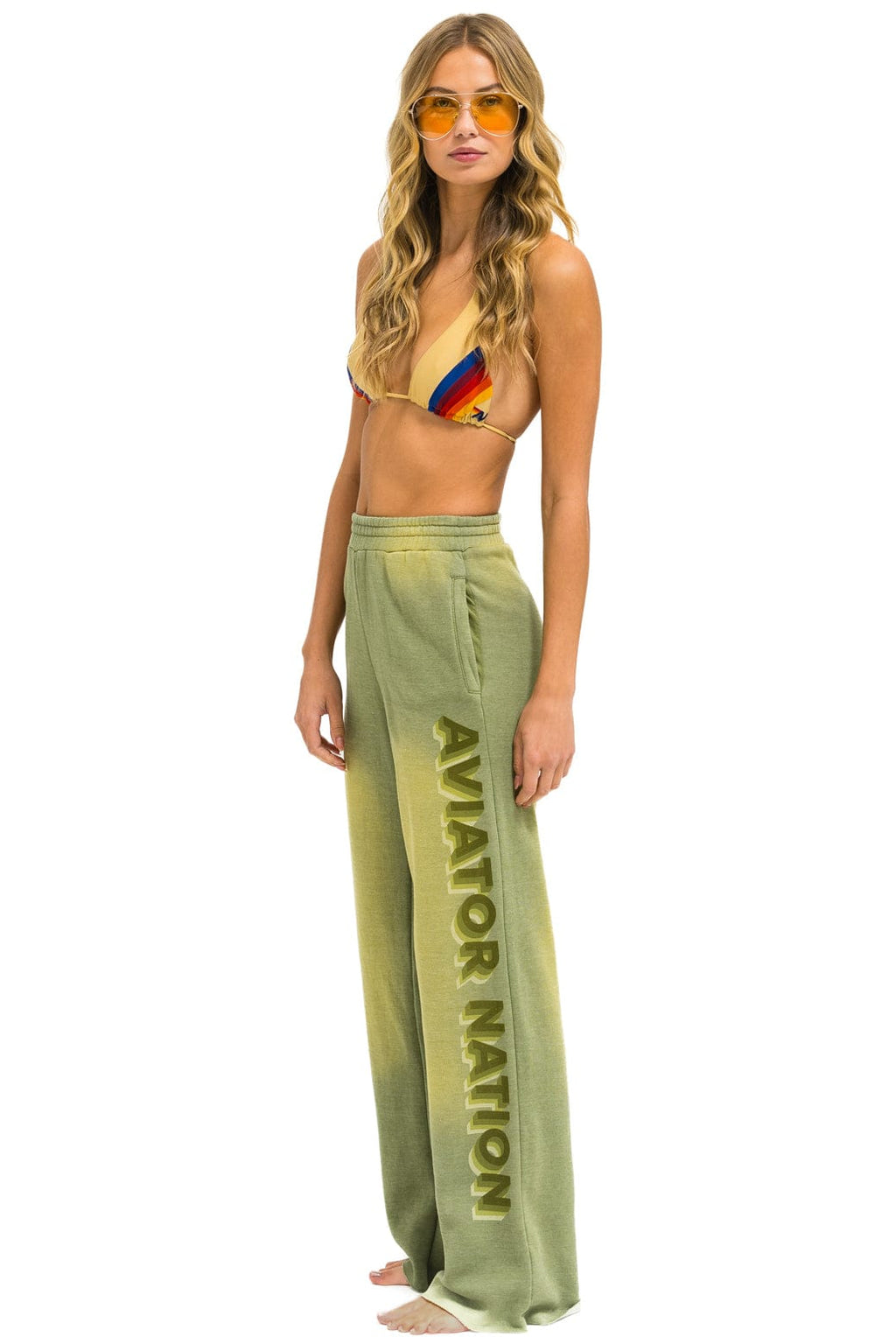 Retro AN 3D WIDE LEG POCKET SWEATPANTS - FADED ARMY