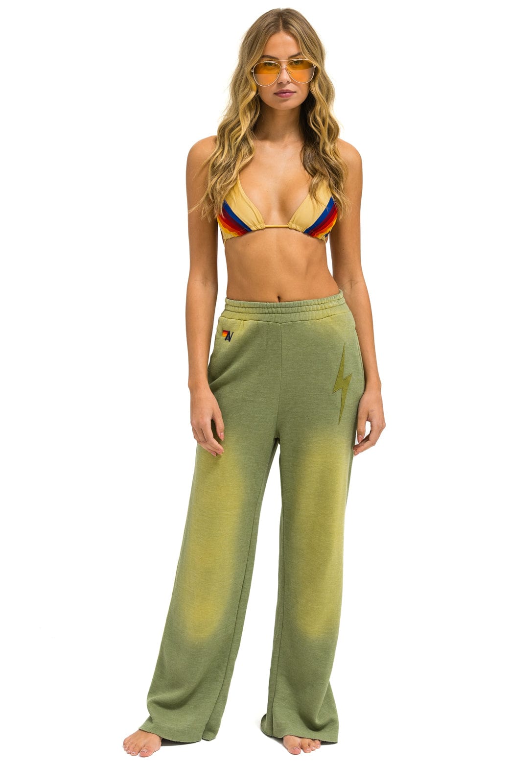 Retro BOLT STITCH WIDE LEG POCKET SWEATPANTS - FADED ARMY