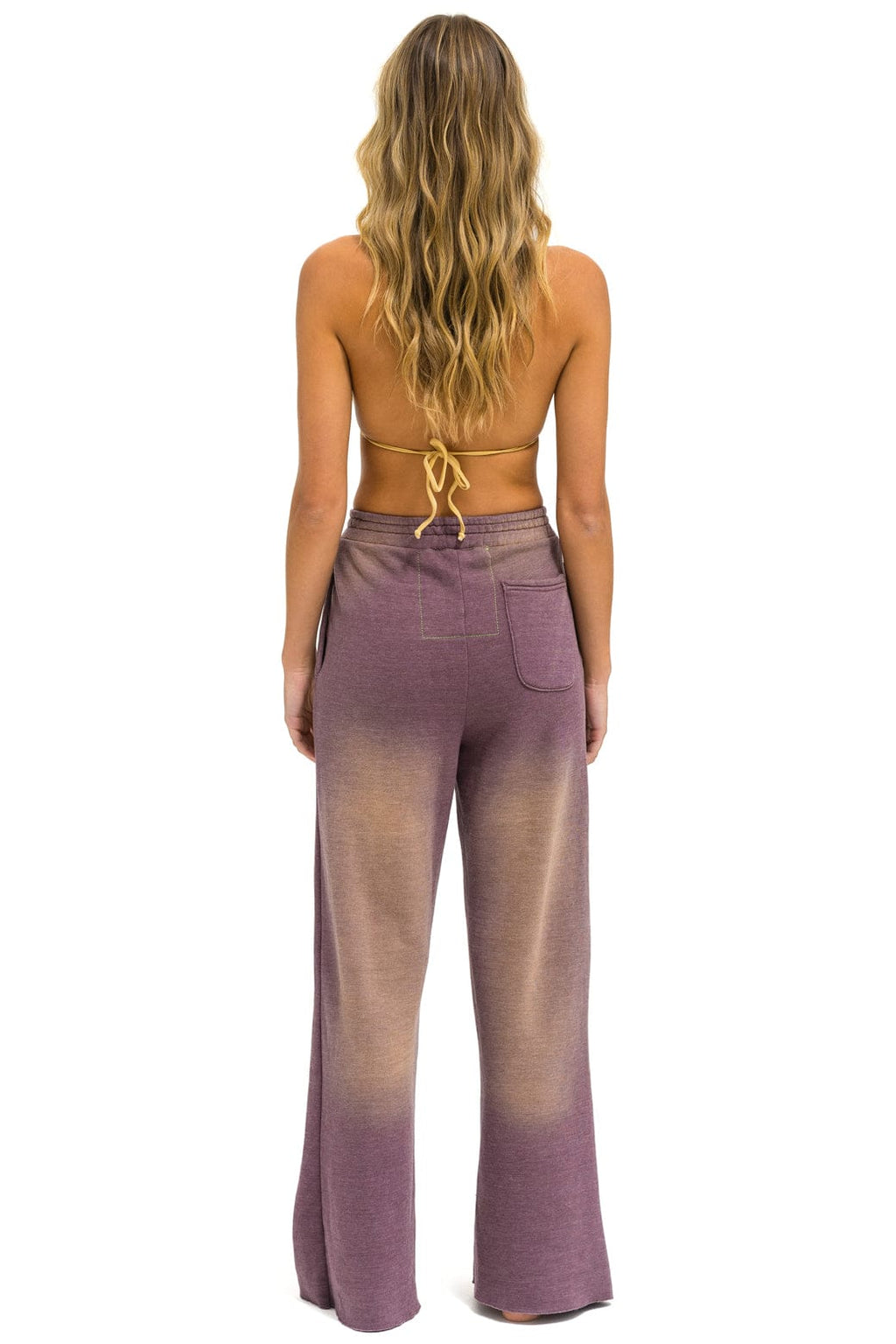 Retro BOLT STITCH WIDE LEG POCKET SWEATPANTS - FADED MOCHA