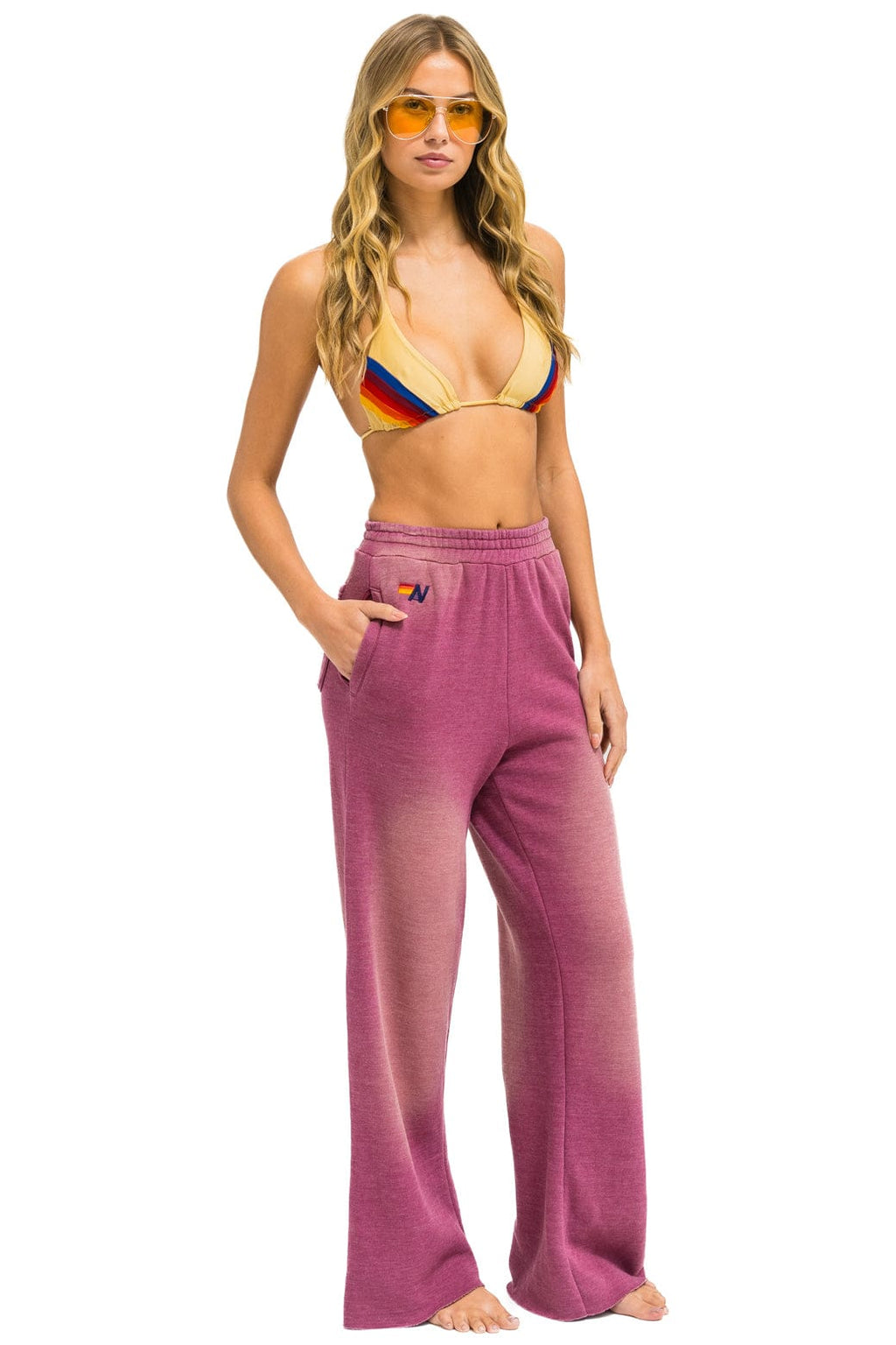Retro ESSENTIAL WIDE LEG POCKET SWEATPANTS - FADED BERRY