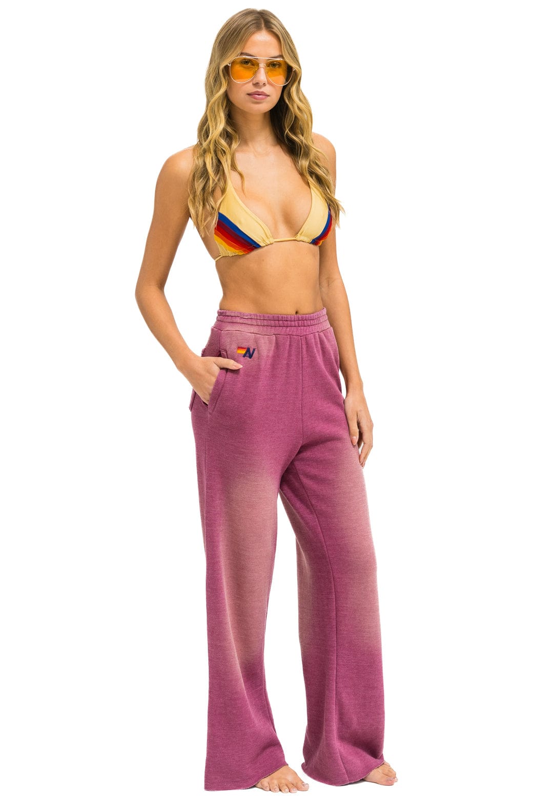 Retro ESSENTIAL WIDE LEG POCKET SWEATPANTS - FADED BERRY