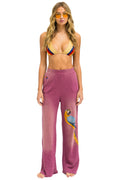 Retro PARROT WIDE LEG POCKET SWEATPANTS - FADED BERRY