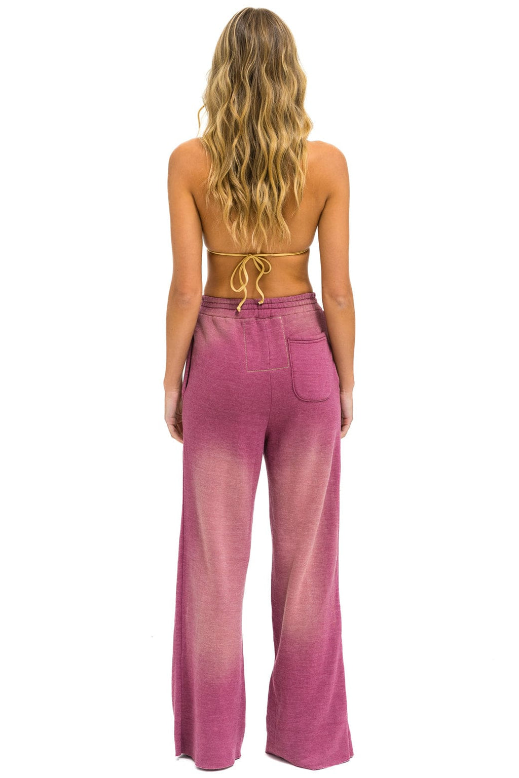Retro PARROT WIDE LEG POCKET SWEATPANTS - FADED BERRY