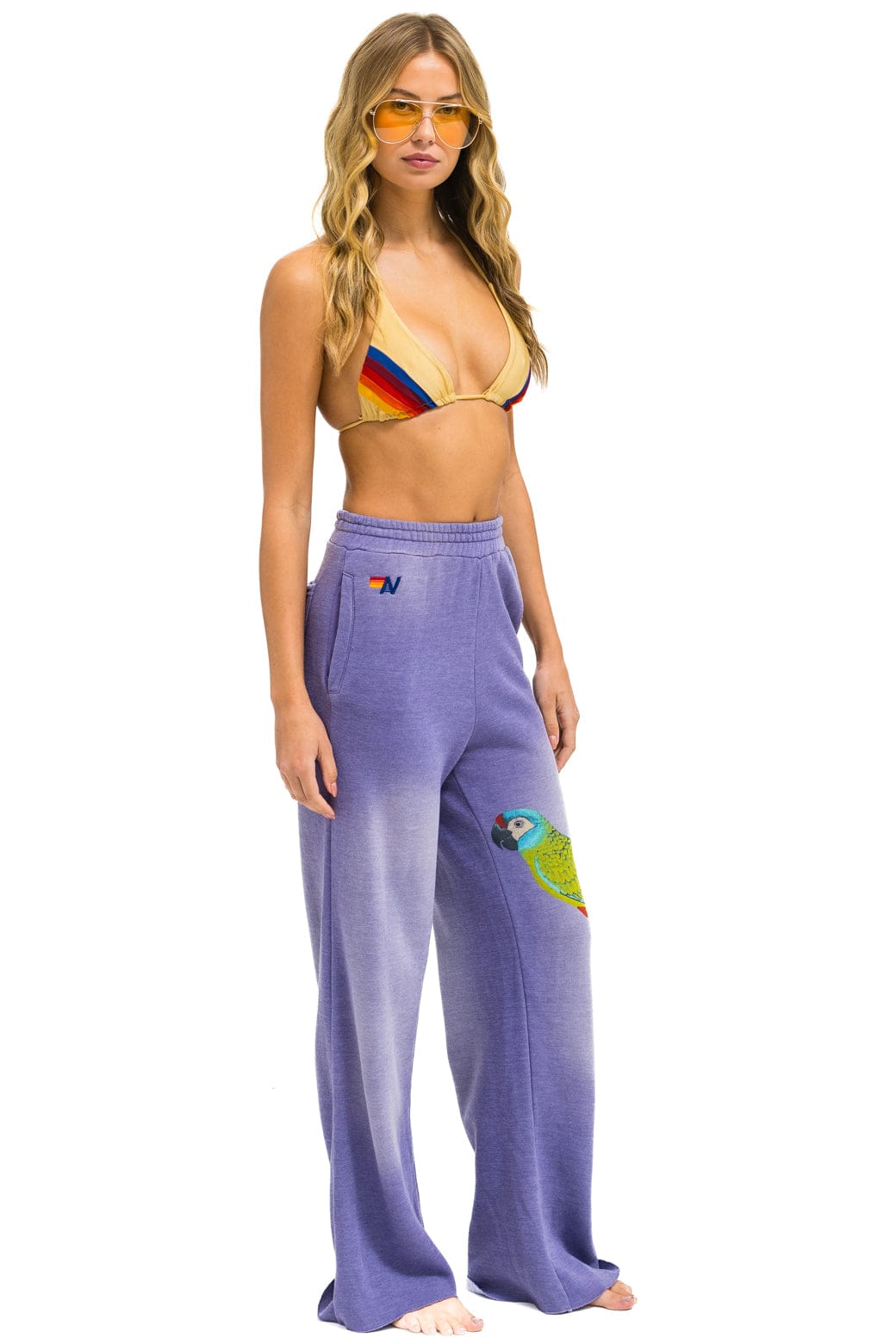 Retro PARROT WIDE LEG POCKET SWEATPANTS - FADED GRAPE