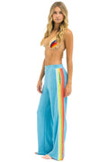 Retro 5 STRIPE WIDE LEG POCKET SWEATPANTS - AQUA WHITE NEON