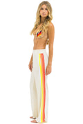 Retro 5 STRIPE WIDE LEG POCKET SWEATPANTS - VINTAGE WHITE WHITE NEON