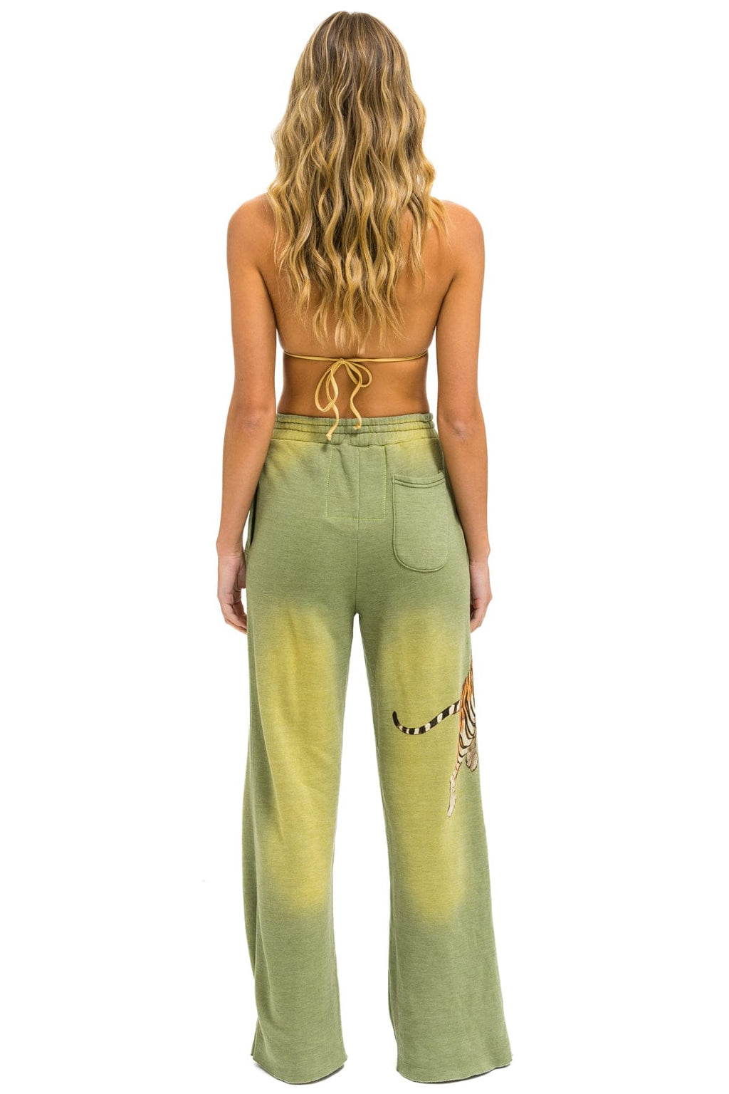 Retro TIGER WIDE LEG POCKET SWEATPANTS - FADED ARMY