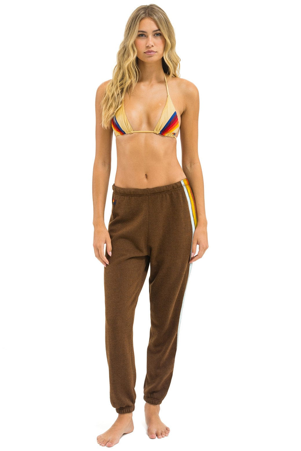 Retro 5 STRIPE SWEATPANTS - CHOCOLATE RAINBOW WHITE