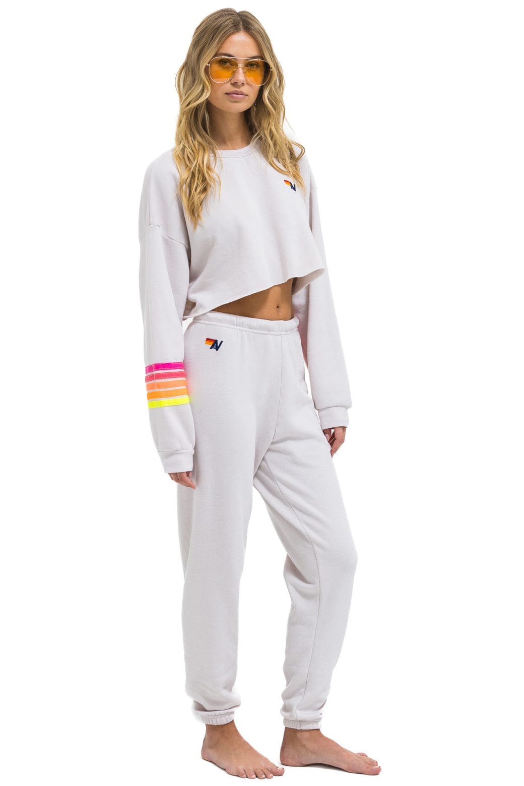 Retro 5 STRIPE SWEATPANTS - DOVE NEON