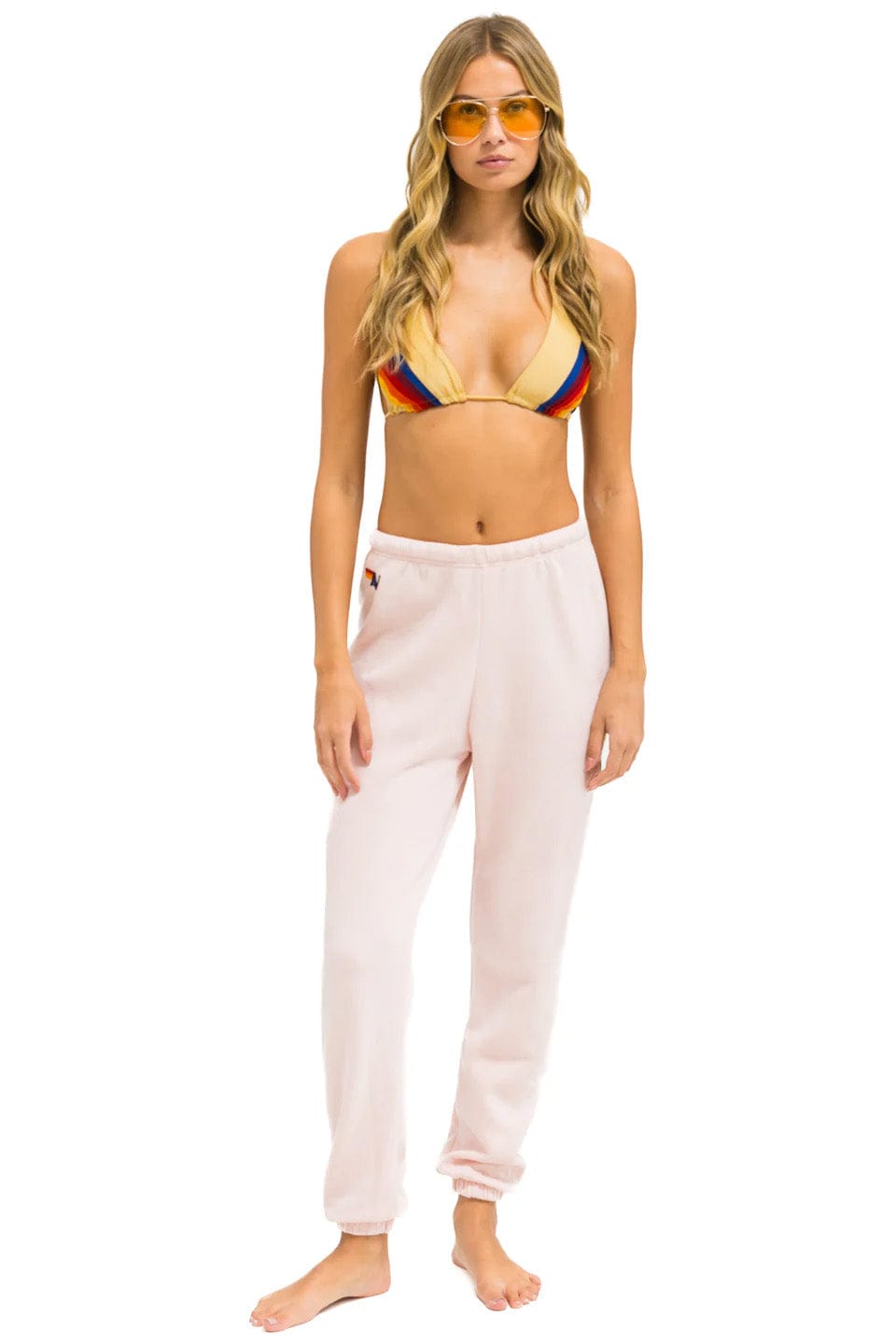 Retro 5 STRIPE SWEATPANTS - LIGHT PINK RAINBOW WHITE
