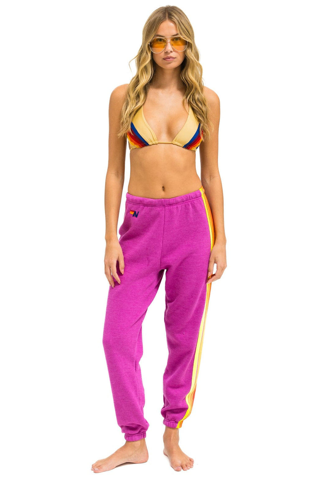 Retro 5 STRIPE SWEATPANTS - MAGENTA ORANGE YELLOW