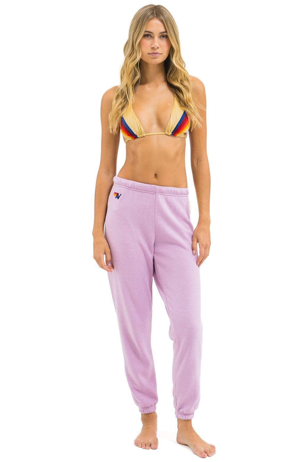 Retro 5 STRIPE SWEATPANTS - MAUVE WHITE NEON