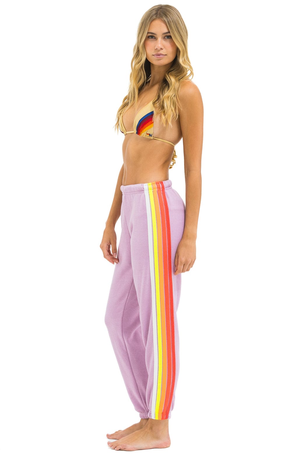Retro 5 STRIPE SWEATPANTS - MAUVE WHITE NEON