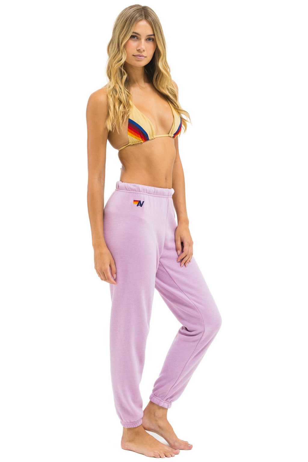 Retro 5 STRIPE SWEATPANTS - MAUVE WHITE NEON
