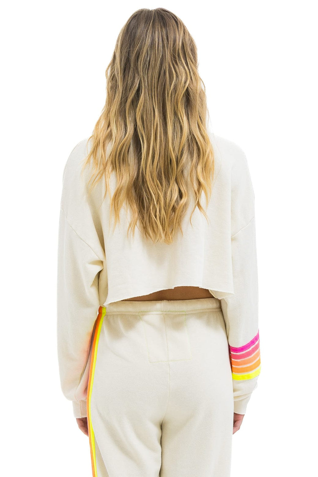 Retro RUGBY STITCH CROPPED CREW SWEATSHIRT RELAXED - VINTAGE WHITE NEON