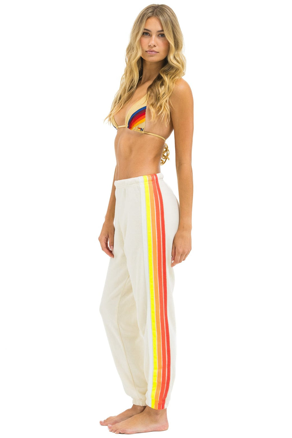 Retro 5 STRIPE SWEATPANTS - VINTAGE WHITE WHITE NEON