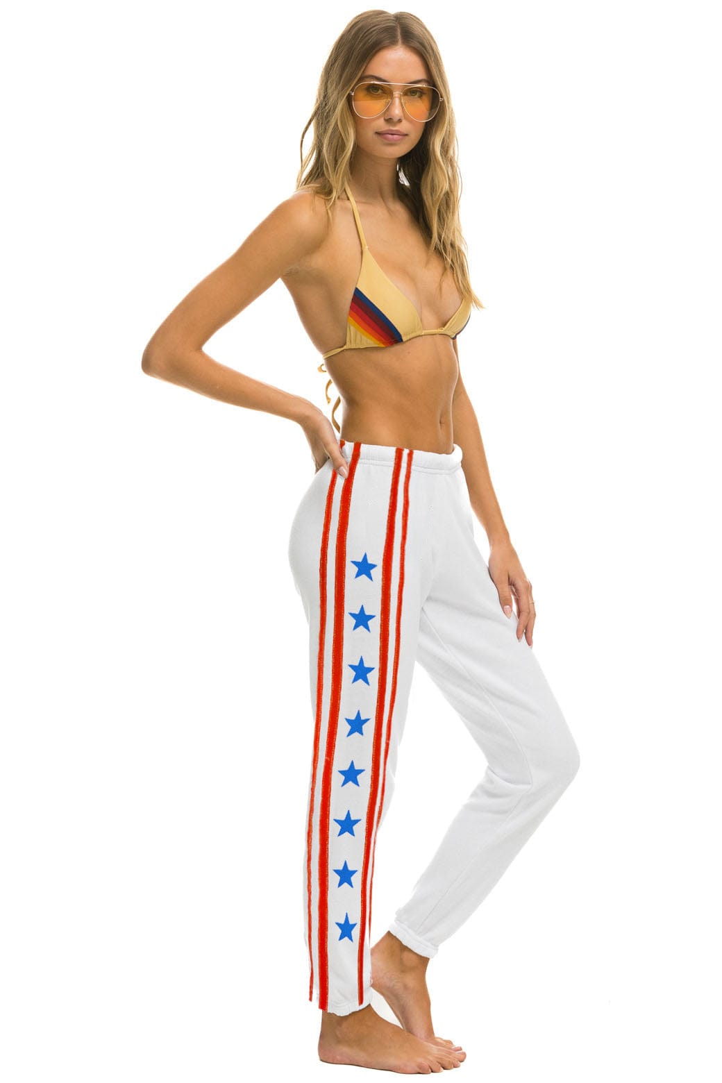 Retro STARS SWEATPANTS -WHITE USA