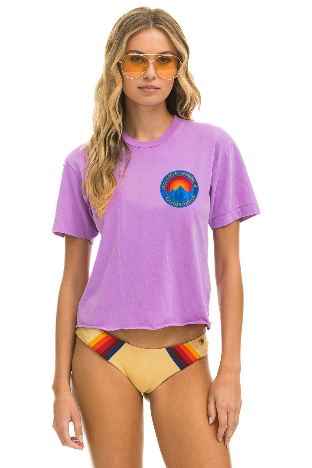 Retro JAZZ ASPEN SNOWMASS 2026 BOYFRIEND TEE - NEON PURPLE
