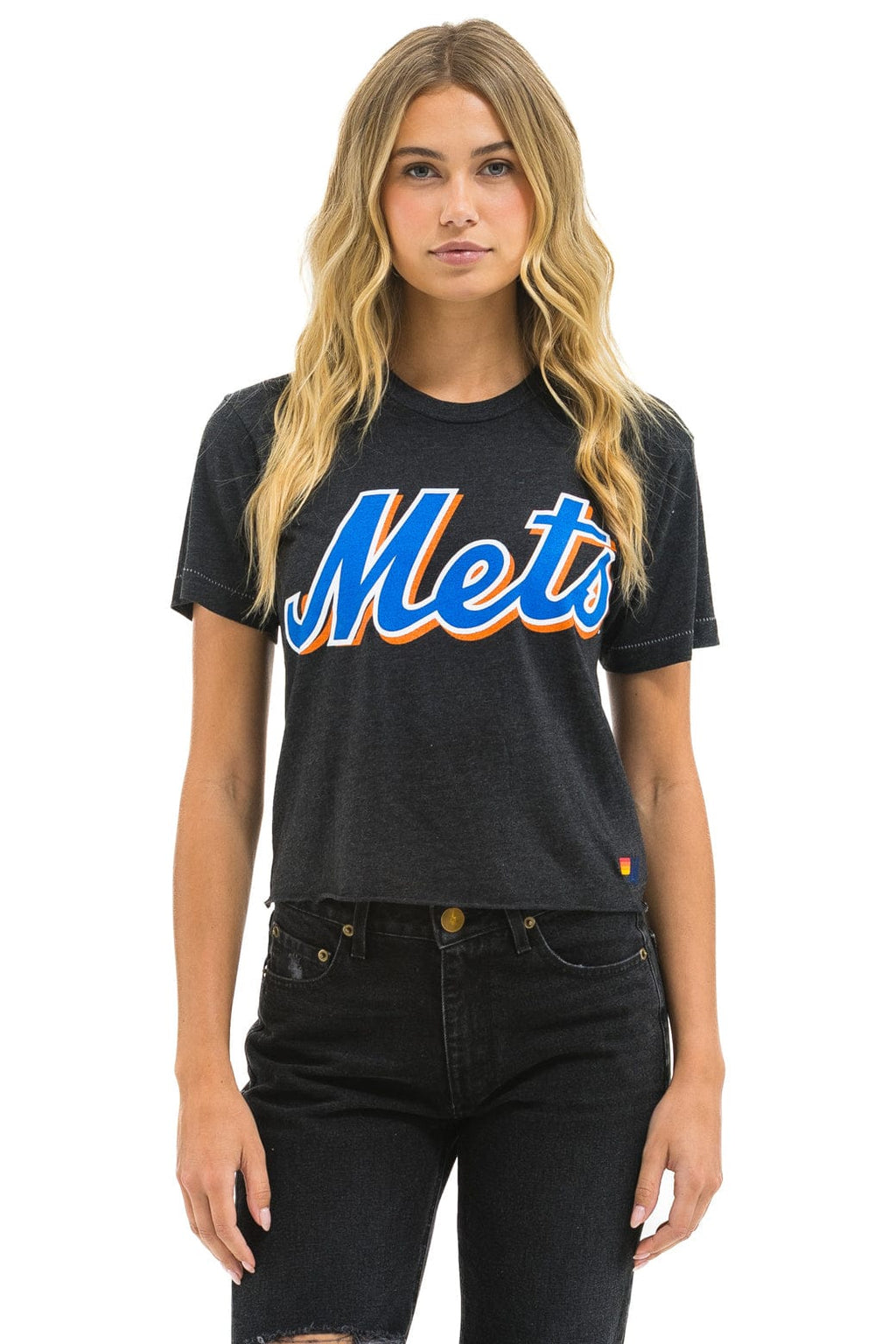 Retro NY METS AVIATOR NATION BOYFRIEND TEE - BLACK