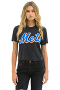 Retro NY METS AVIATOR NATION BOYFRIEND TEE - BLACK