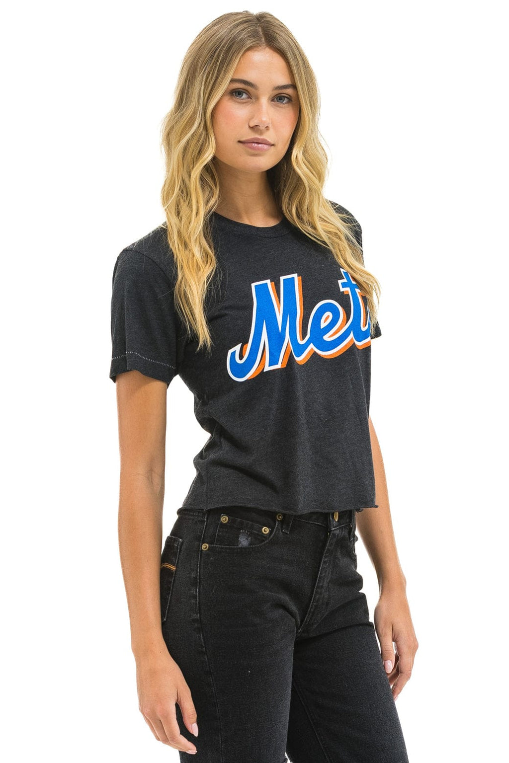 Retro NY METS AVIATOR NATION BOYFRIEND TEE - BLACK