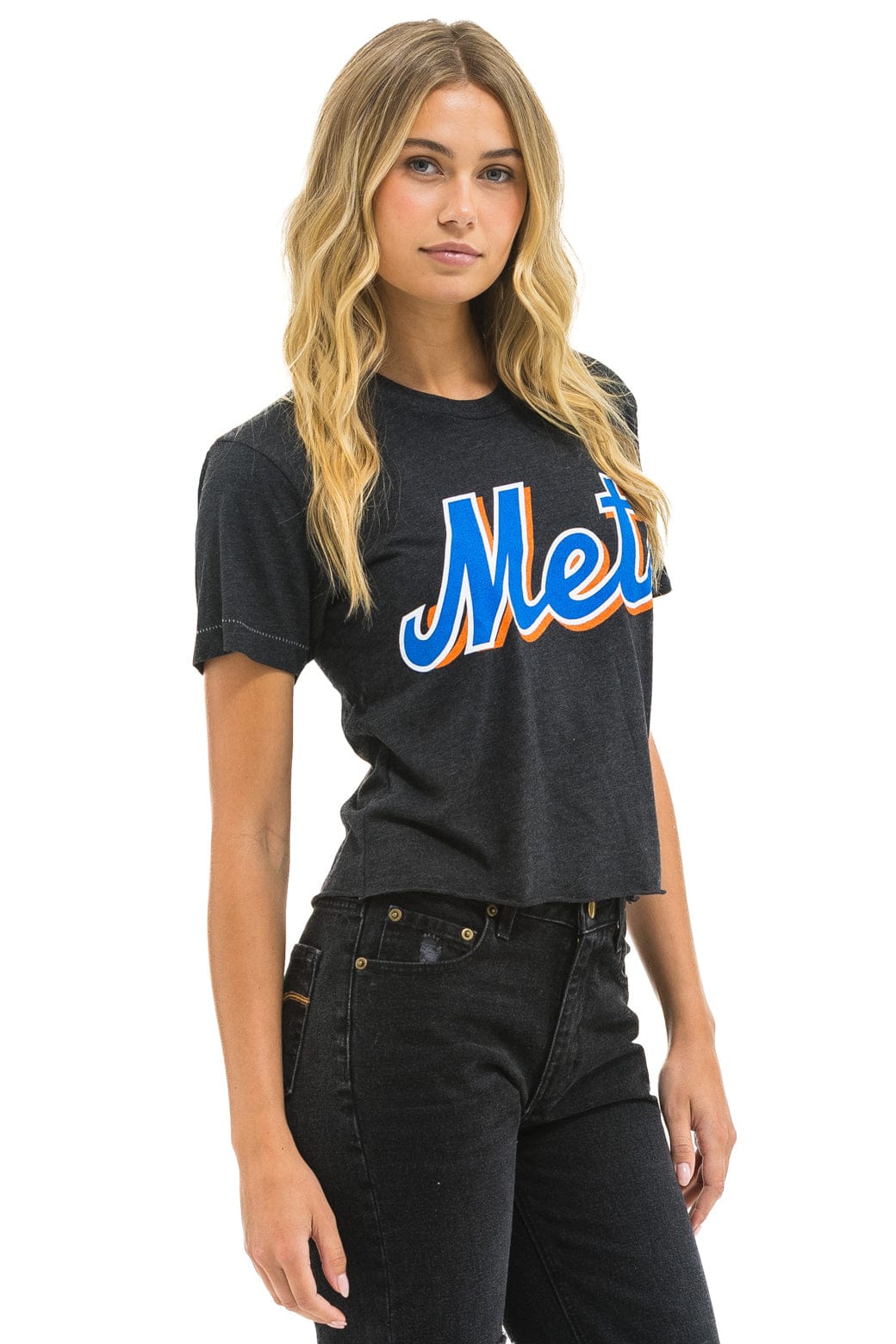 Retro NY METS AVIATOR NATION BOYFRIEND TEE - BLACK