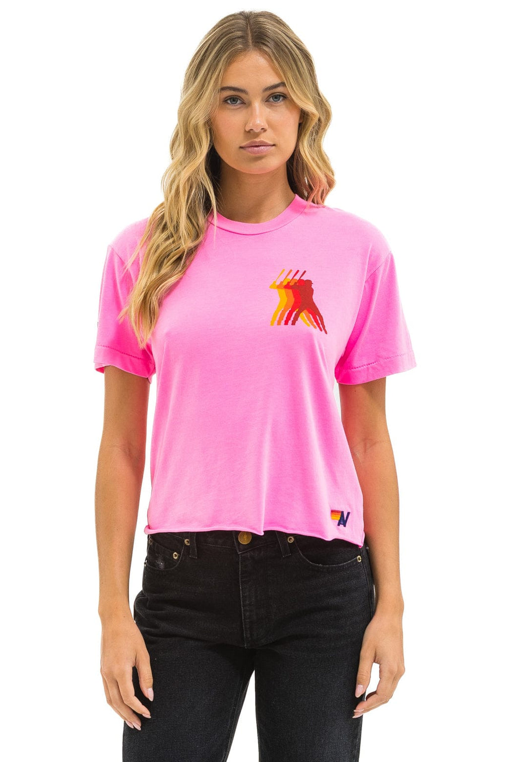 Retro PHILLIES AVIATOR NATION BOYFRIEND TEE - NEON PINK